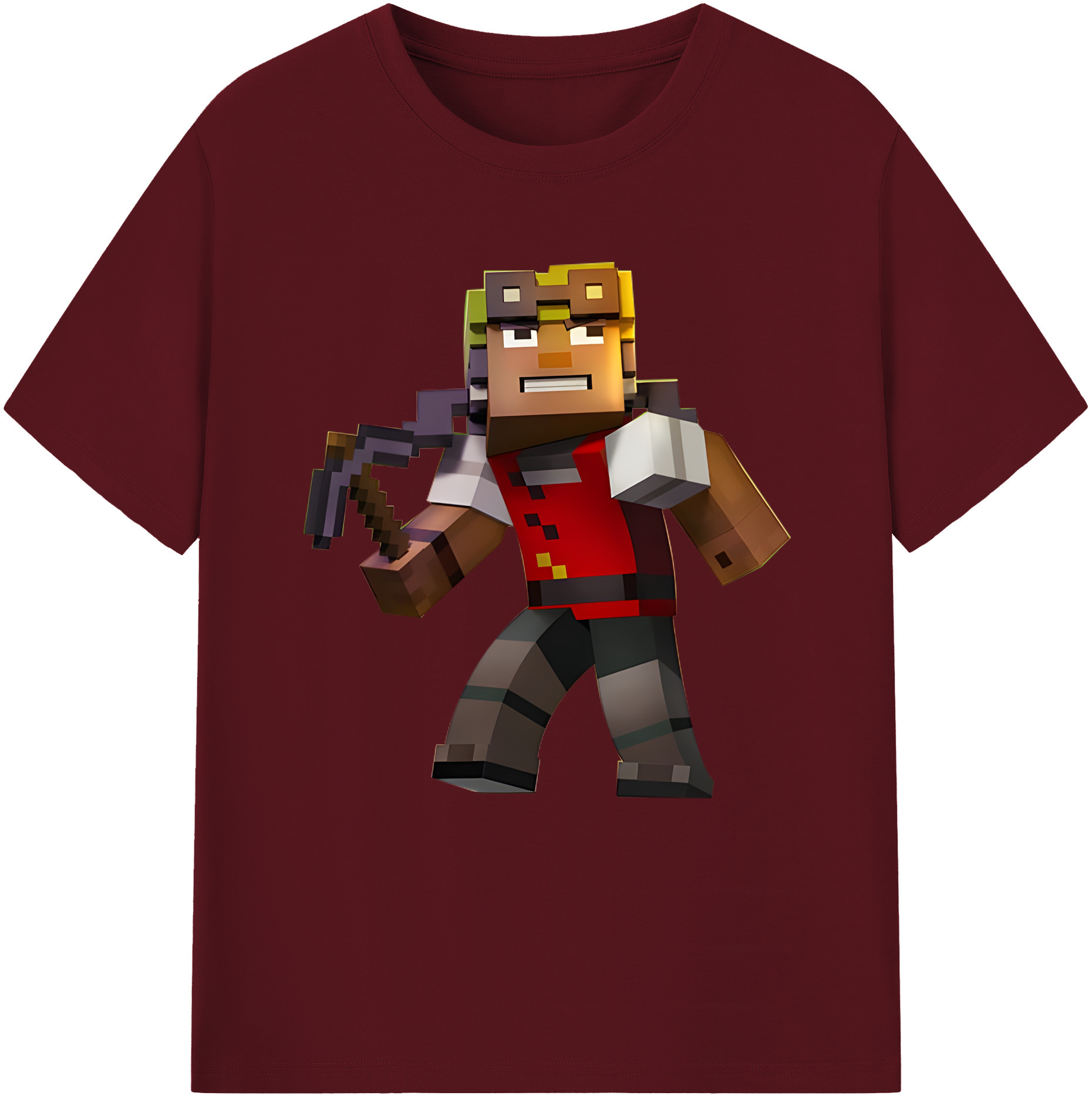 （画像用） マインクラフト ブロックの世界 Minecraft MC Block world 綿100％半袖Tシャツ（フロントプリント）
